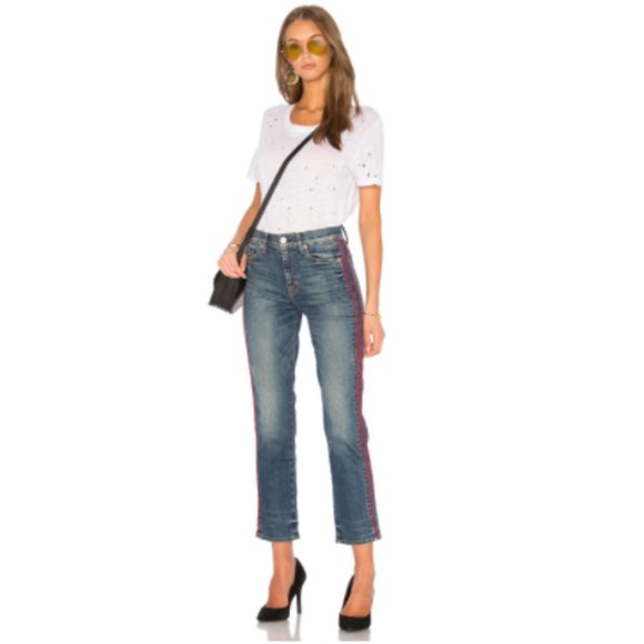 HUDSON Zoeey High Rise Ankle Jeans Red Race Stripe - Picture 1 of 12